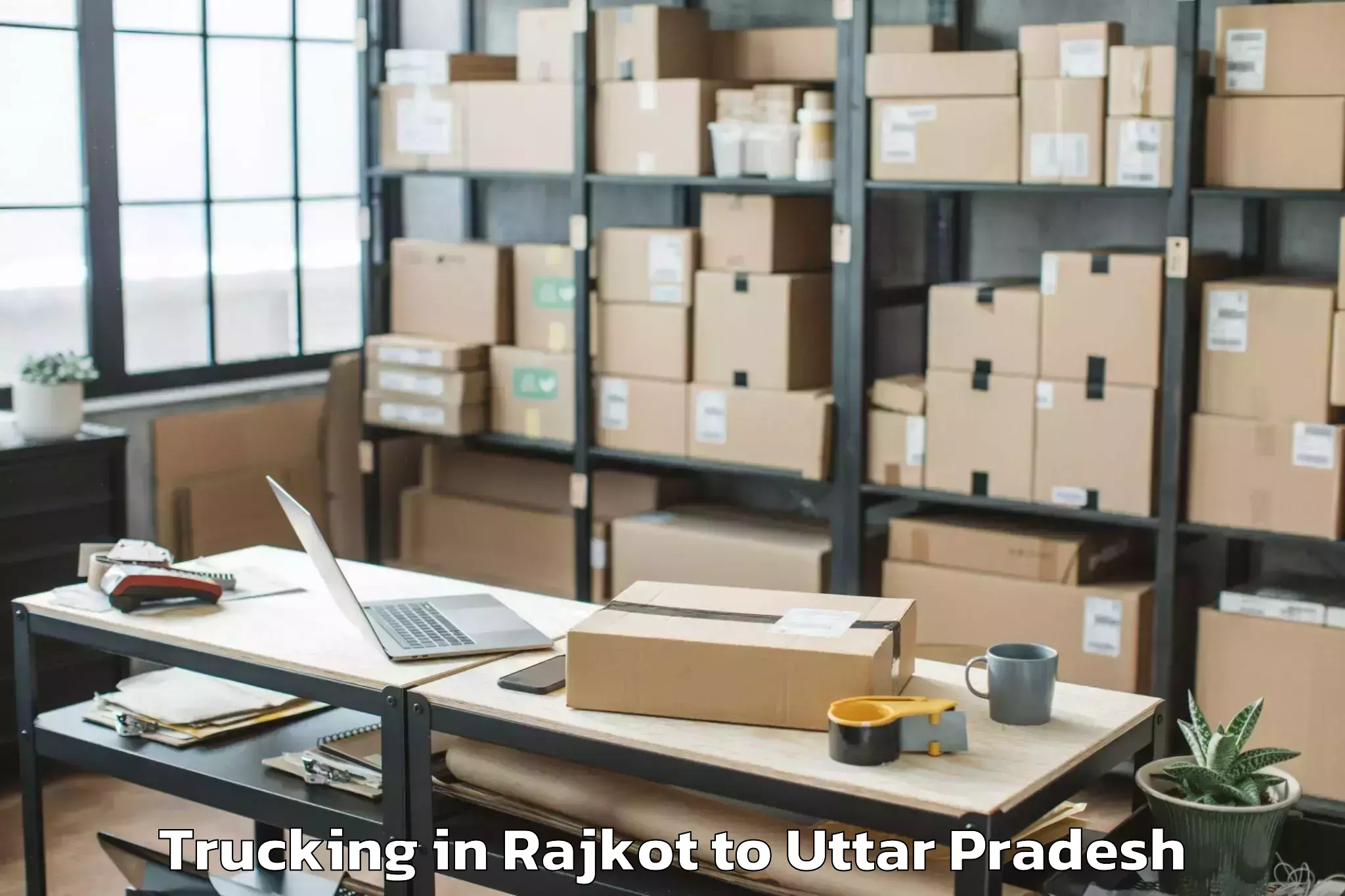 Comprehensive Rajkot to Abhilashi University Lucknow Trucking